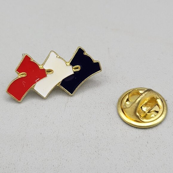 Vintage Triple 777 Red White and Blue Enamel Gold Tone Lapel Hat Pin - Picture 4 of 5